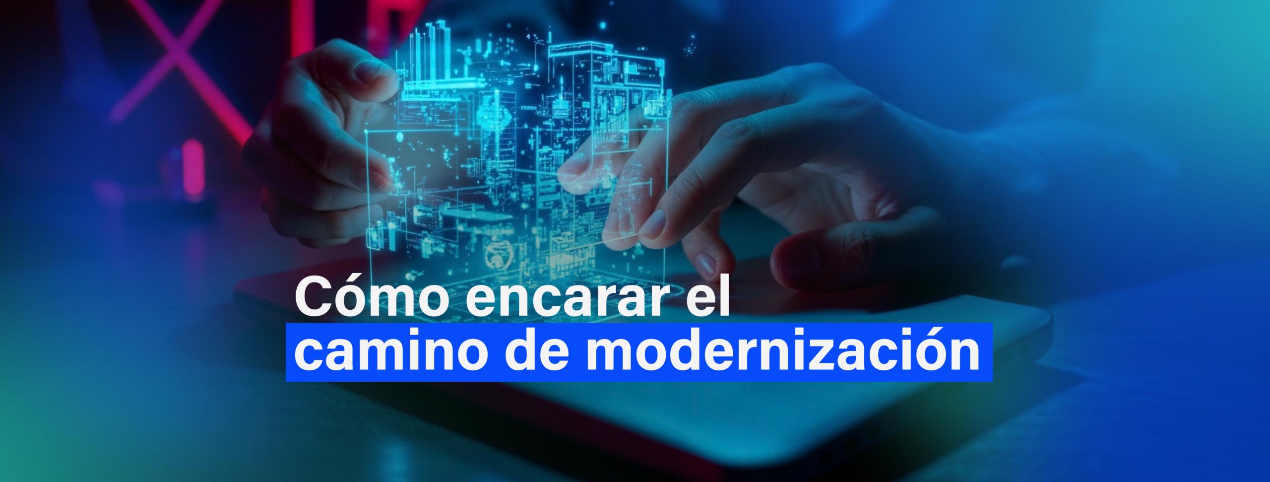 Una persona manipula una imagen en 3D que representa información digital