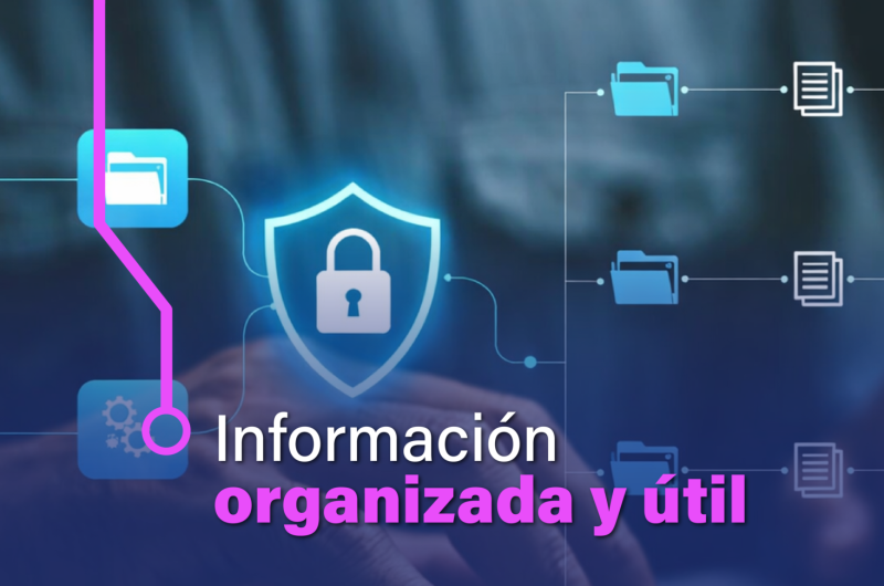 Imagen de un candado de seguridad digital con varias carpetas de información a su derecha